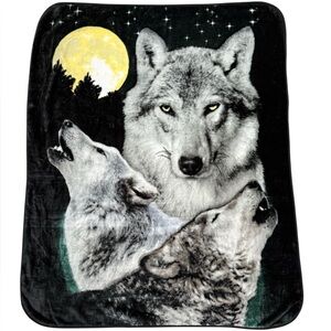 Wolf Blanket Throw Wall Hanging Dark Full Moon